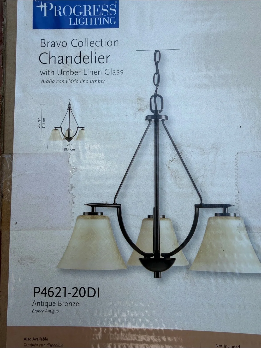 Progress Lighting Bravo 3-Light Antique Bronze Transitional Chandelier FREE SHIP